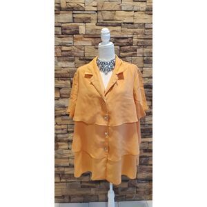APART BLOUSE ORANGE SHORT SLEEVE POLYESTER SIZE 22W(2X)